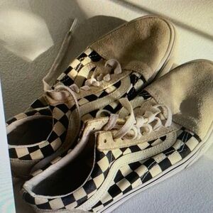 Vans Old Skool Checkerboard Suede Canvas Skate Shoes Unisex Size 5.5 Men 7 Women